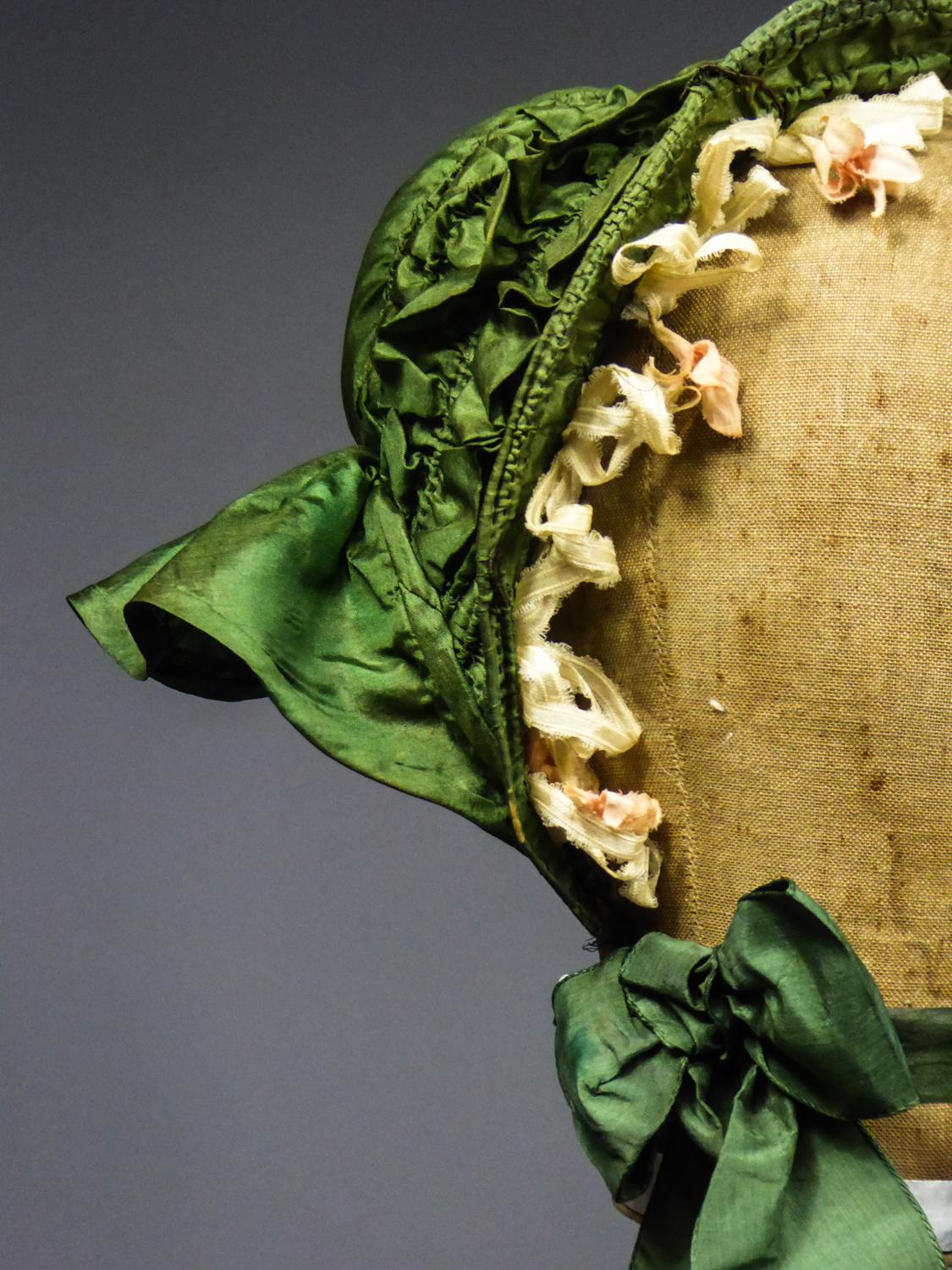 Victorian French Silk Cap Capote for Doll/child Circa 1860 3