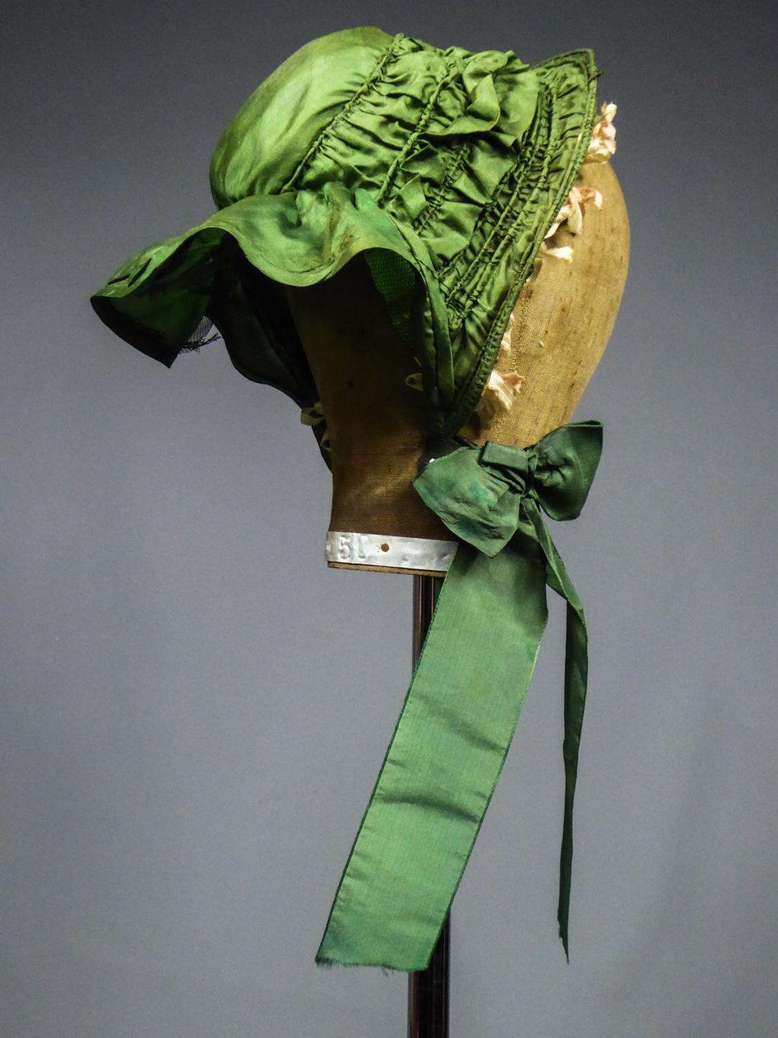 Victorian French Silk Cap Capote for Doll/child Circa 1860 5
