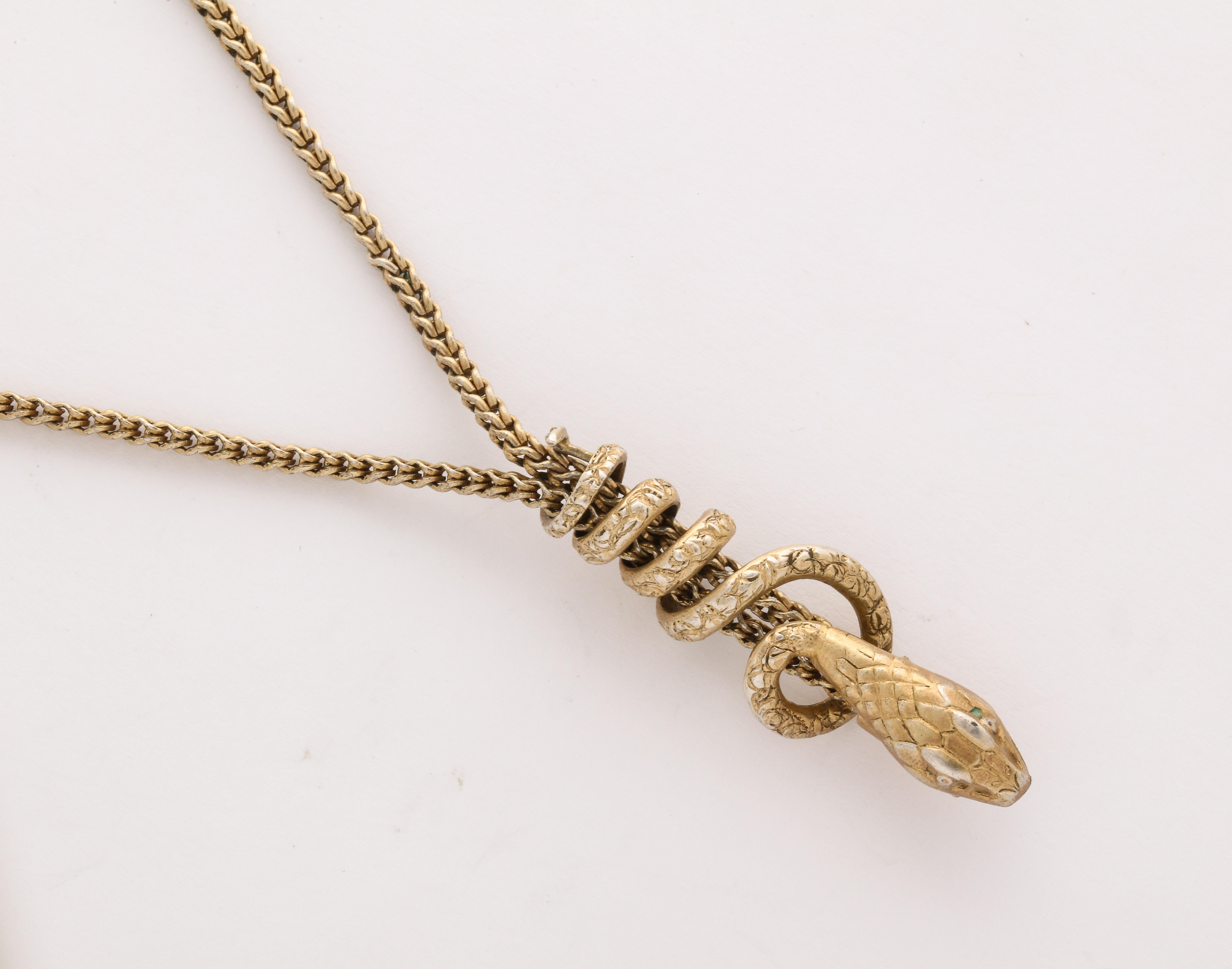 Victorian French Silver Gold Washed Serpent Chain In Excellent Condition For Sale In Stamford, CT