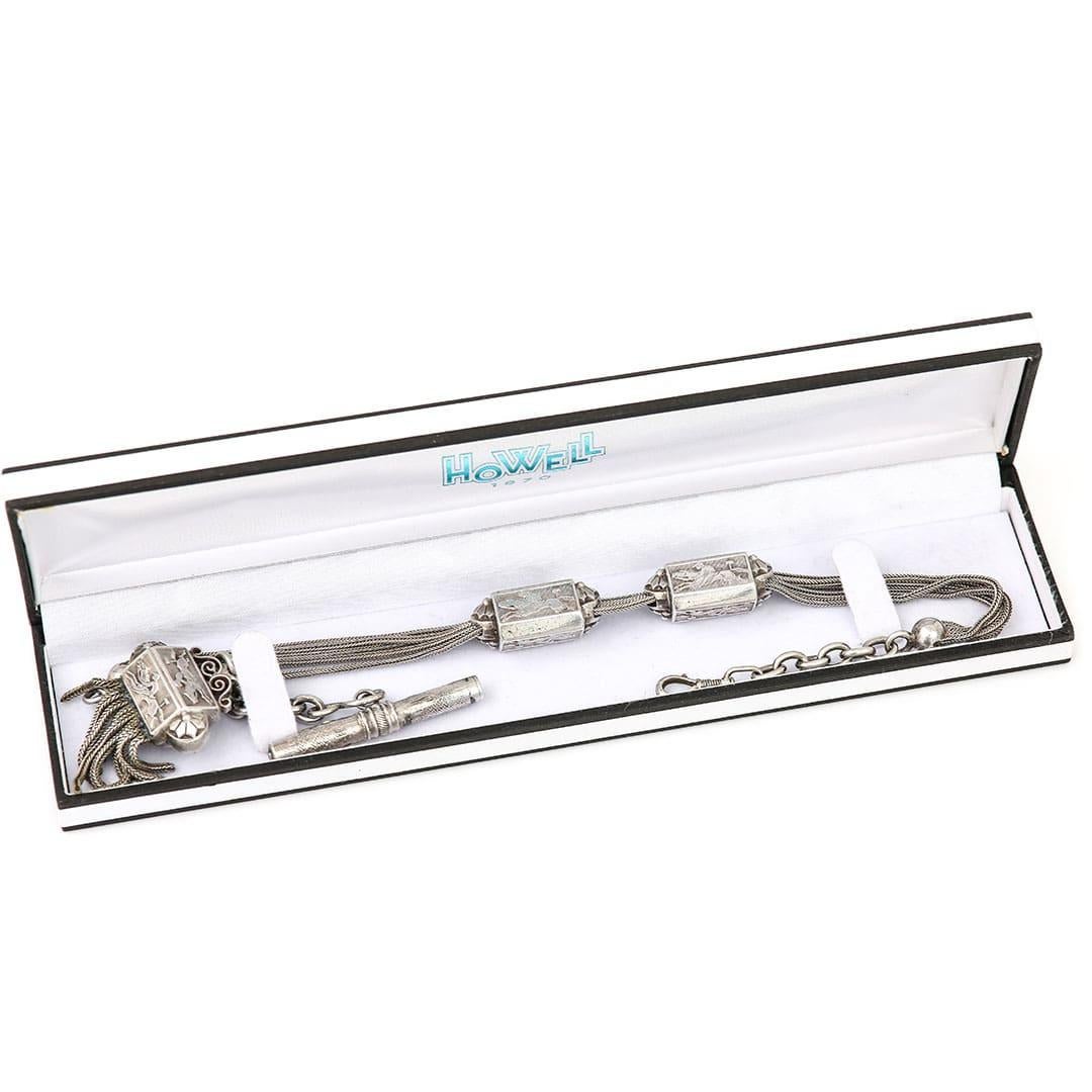 Victorian French Silver Racing Horse Long Albertina Chain, Circa 1880 8
