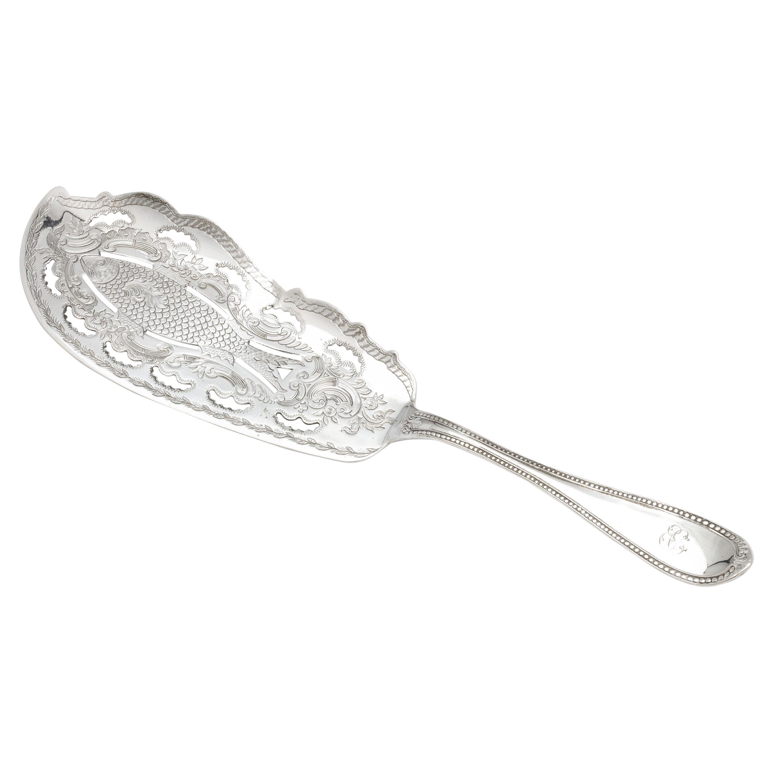 Victorian French Tiffany & Co. Sterling Silver Fish Slice For Sale