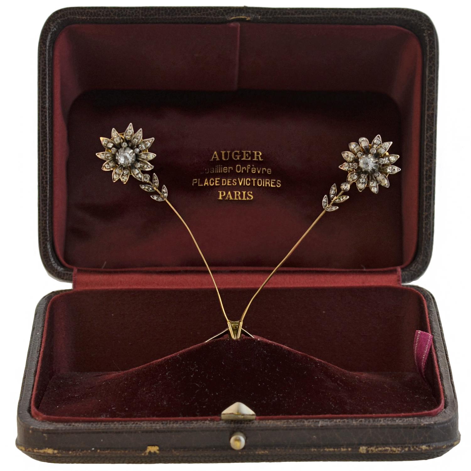 Victorian French Tremblé Diamond Flower Tiara in Original Box at ...