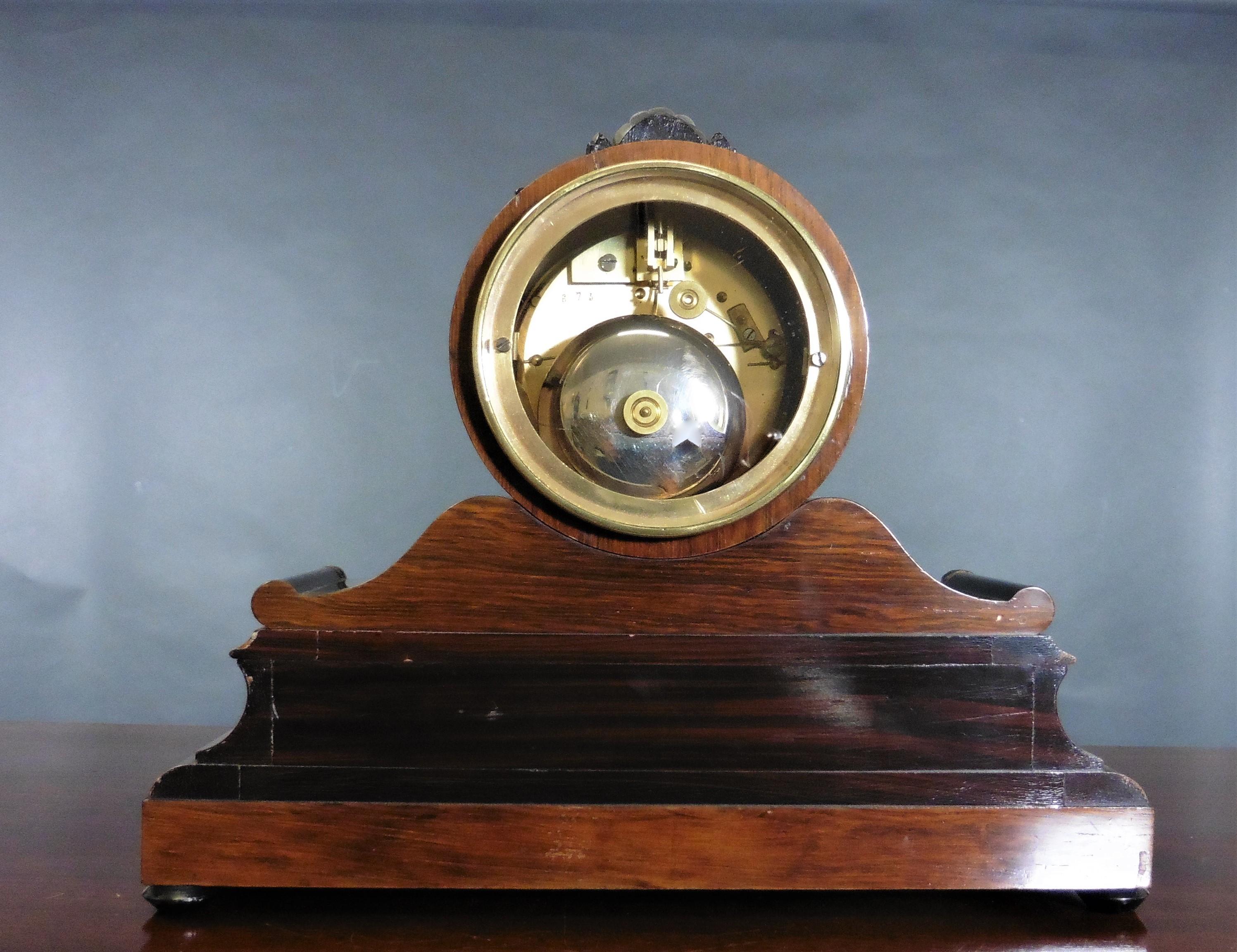 Victorian French Walnut Mantel Clock In Good Condition In Norwich, GB