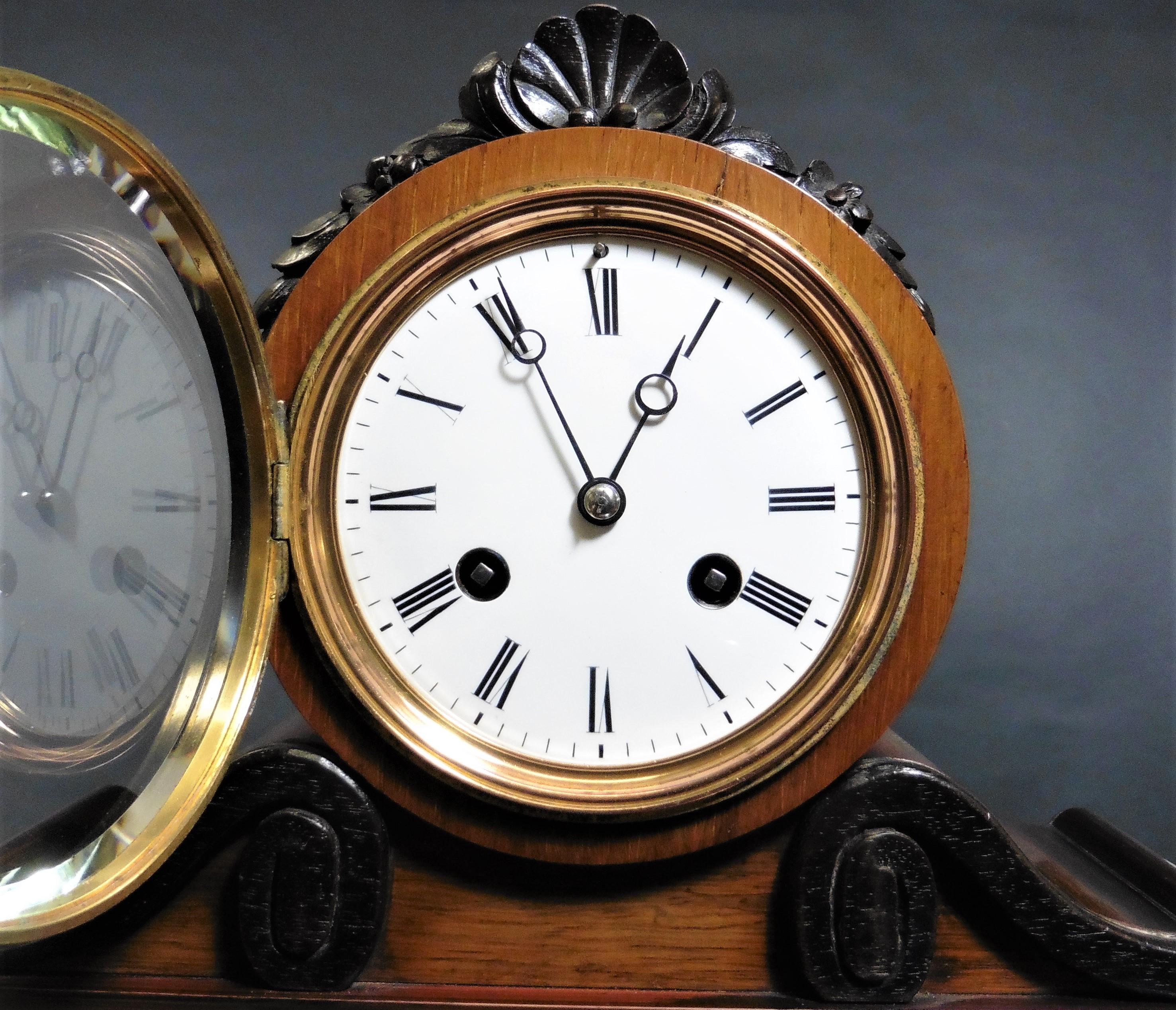 Late 19th Century Victorian French Walnut Mantel Clock