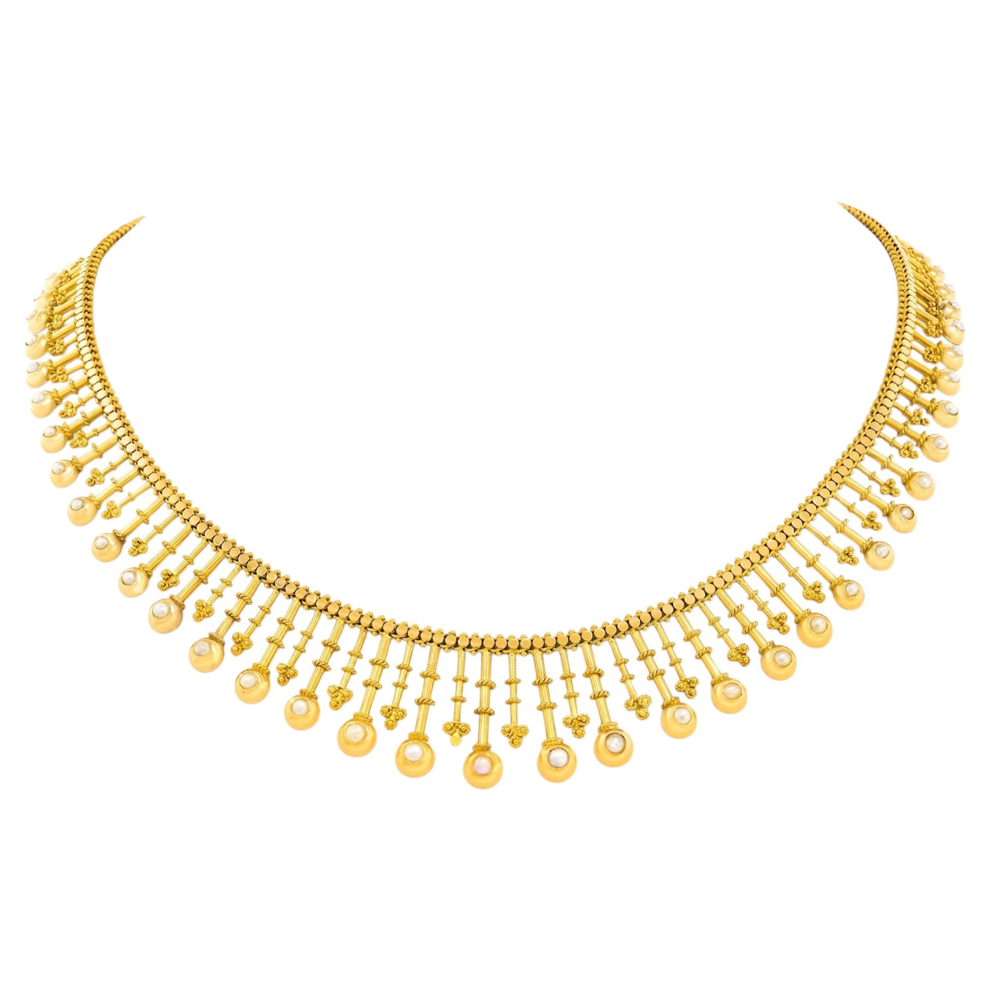 Collana vittoriana con frange, francese 18k