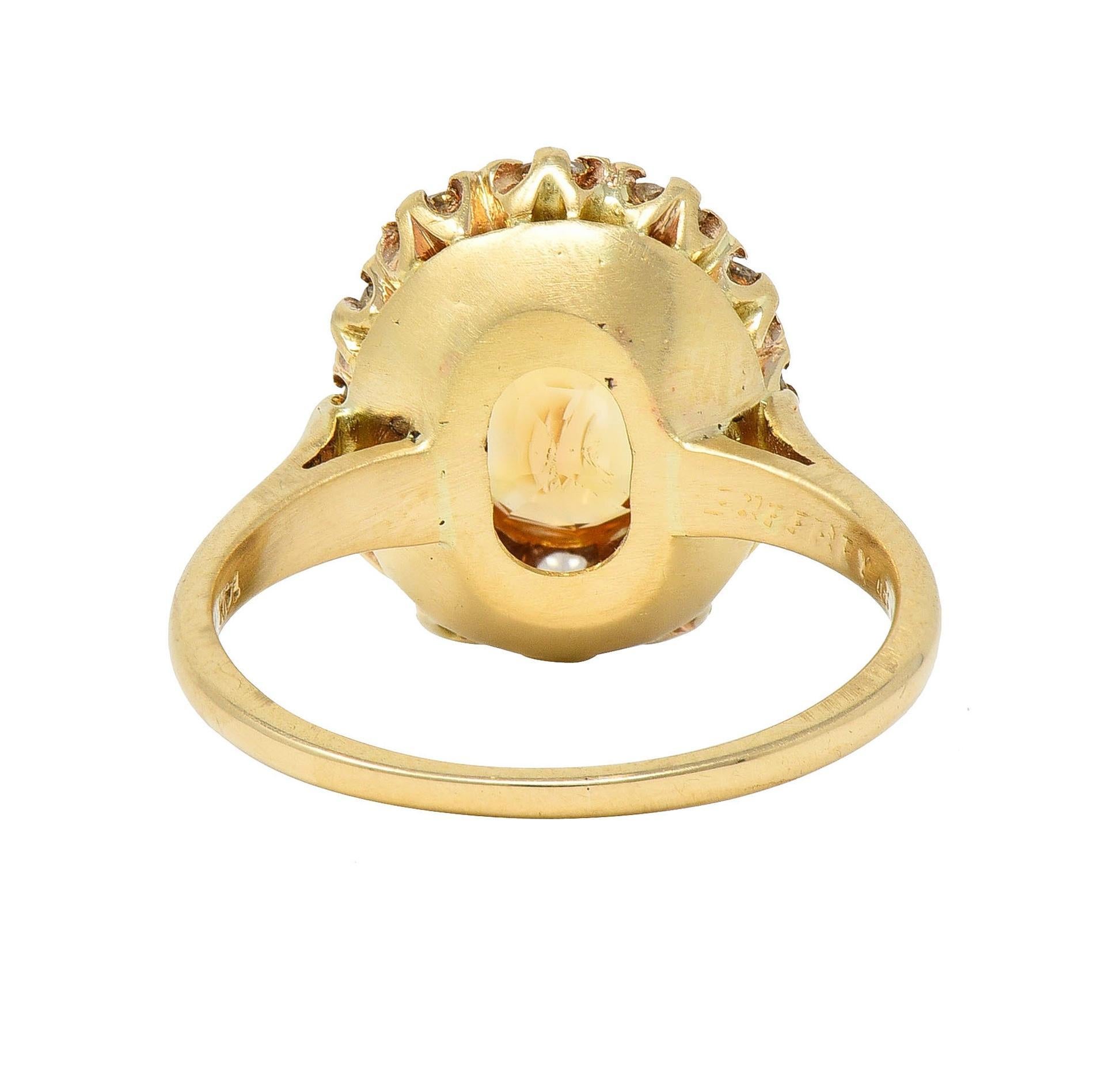 Fulmer, bague de style victorien en or 14 carats avec saphir jaune et diamants de 3,21 carats Unisexe en vente