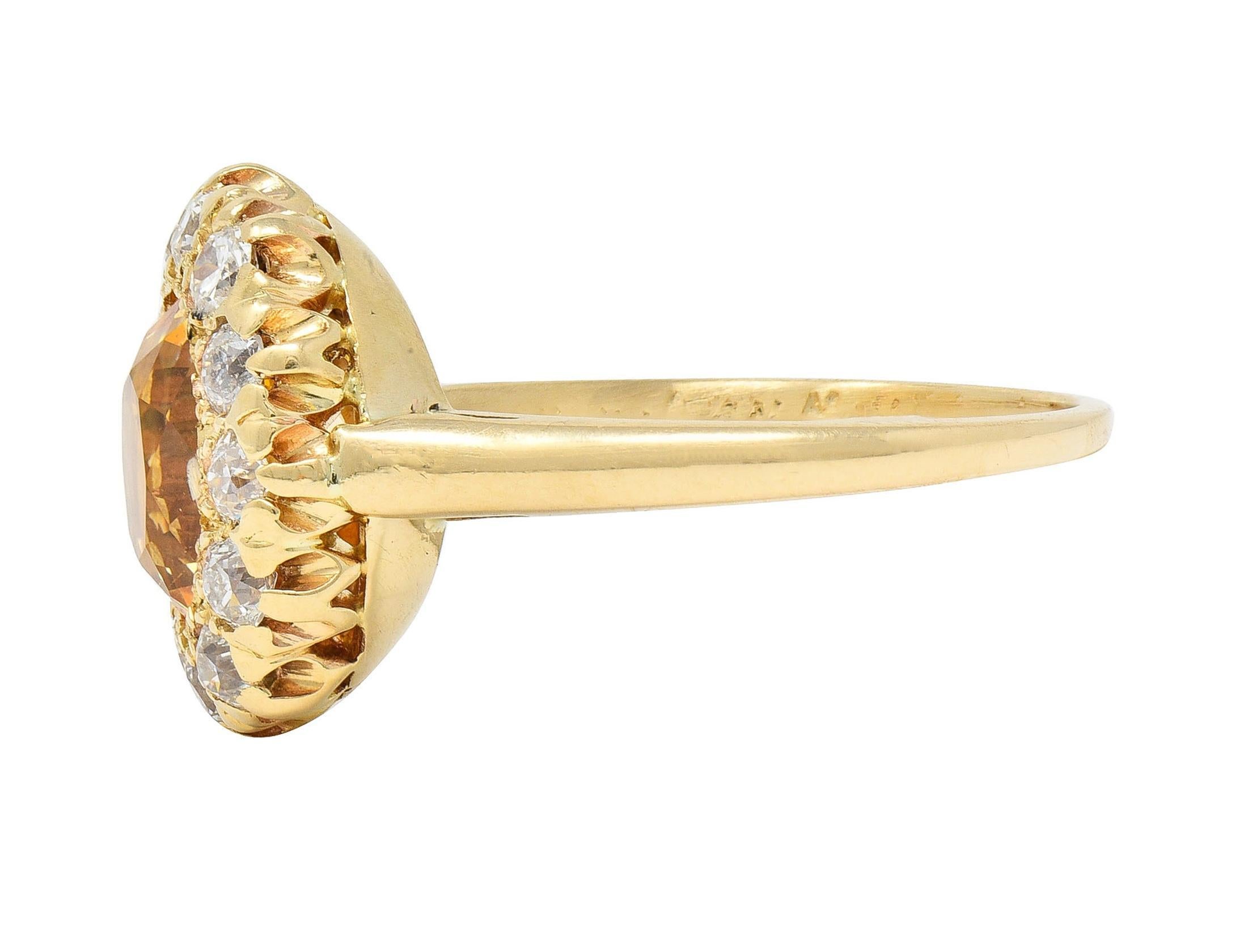 Fulmer, bague de style victorien en or 14 carats avec saphir jaune et diamants de 3,21 carats en vente 1