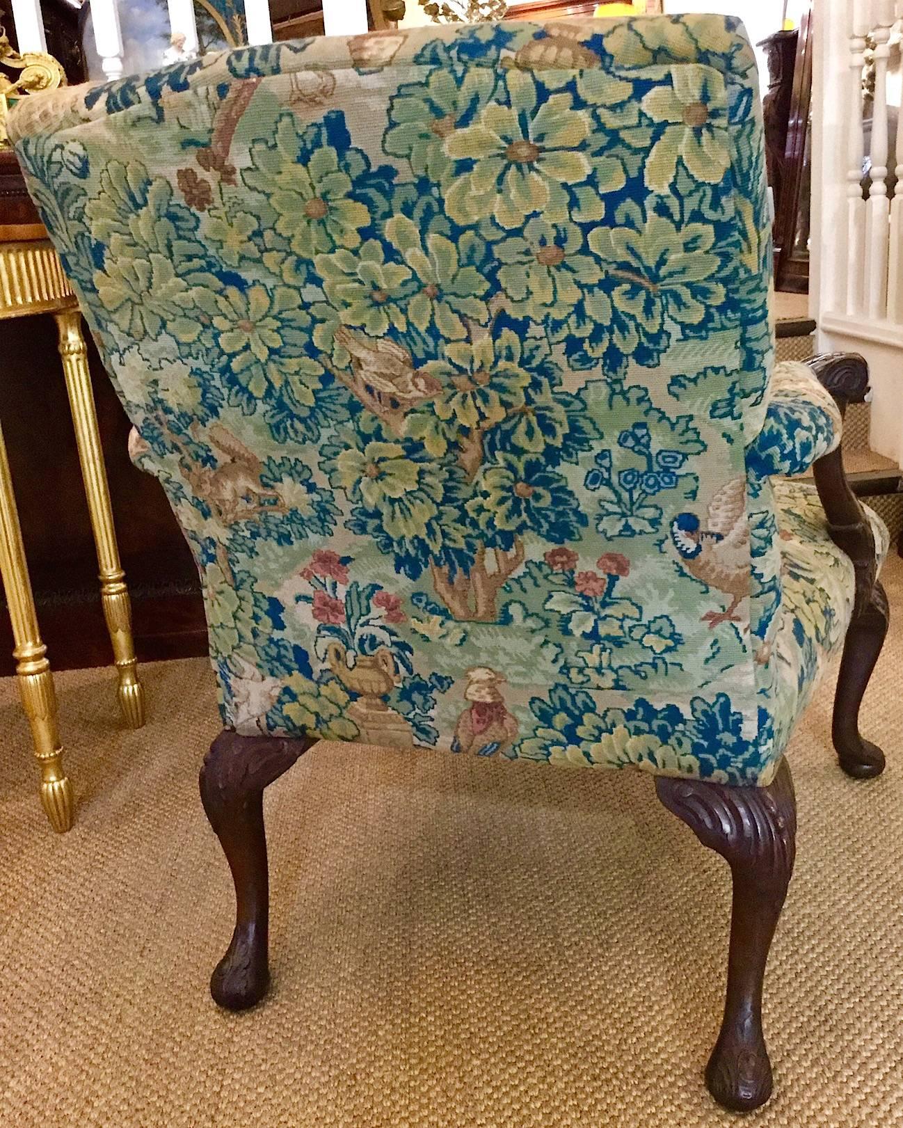 Victorian 'Gainsborough Style' Mahogany Framed Tapestry Armchair, circa 1860 6