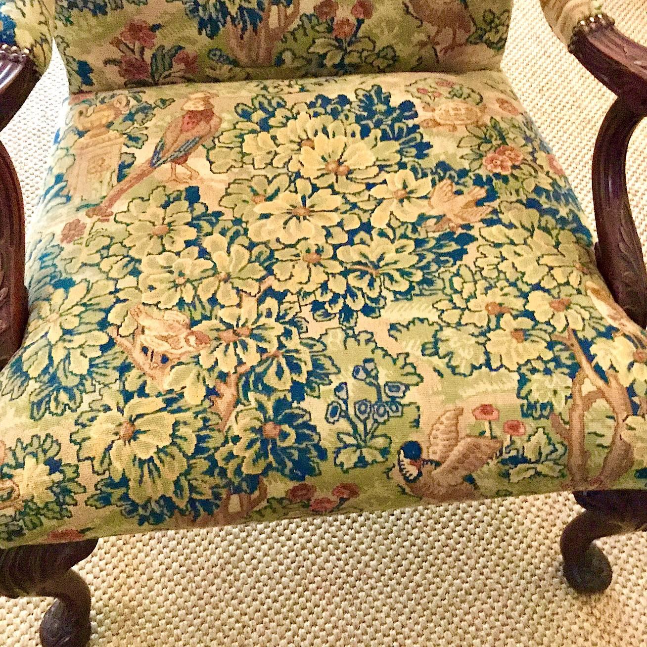 Victorian 'Gainsborough Style' Mahogany Framed Tapestry Armchair, circa 1860 In Good Condition In Lincoln, GB