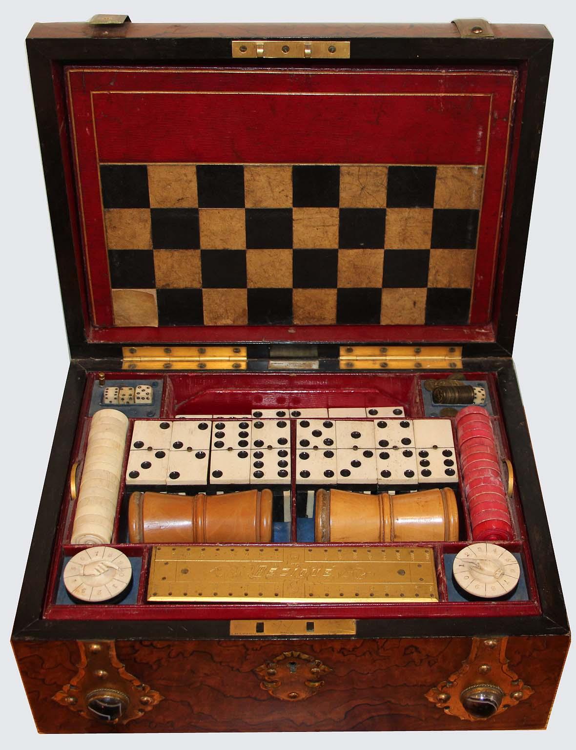 Victorian Game Set-Chess, Checkers, Backgammon, Dominoes and Cards 4