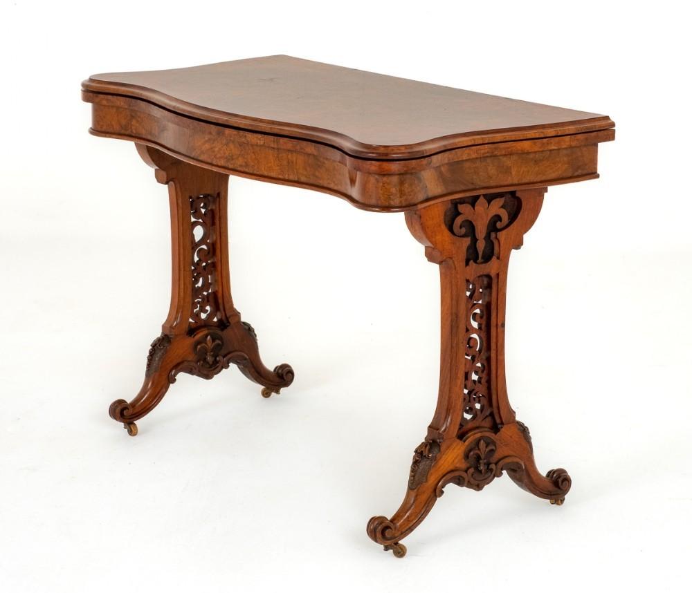 Victorian Games Table Card Burr Walnut 1860 For Sale 2