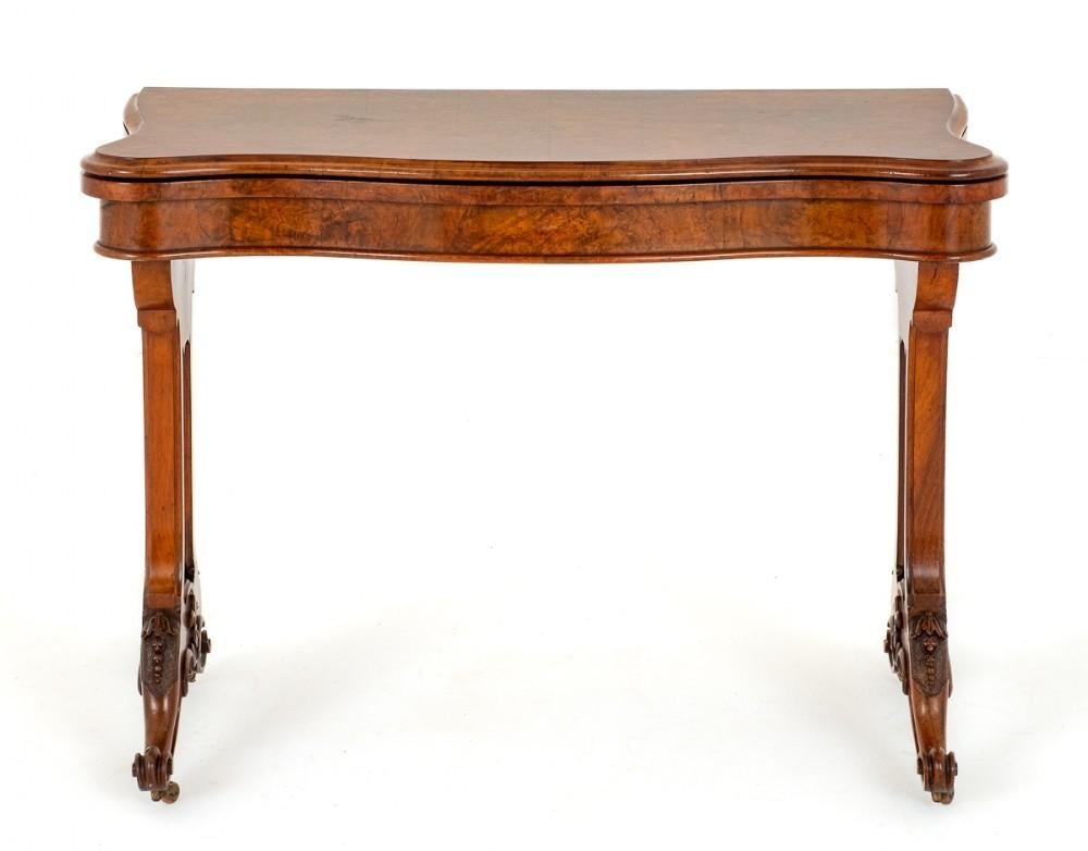 Victorian Games Table Card Burr Walnut 1860 For Sale 3