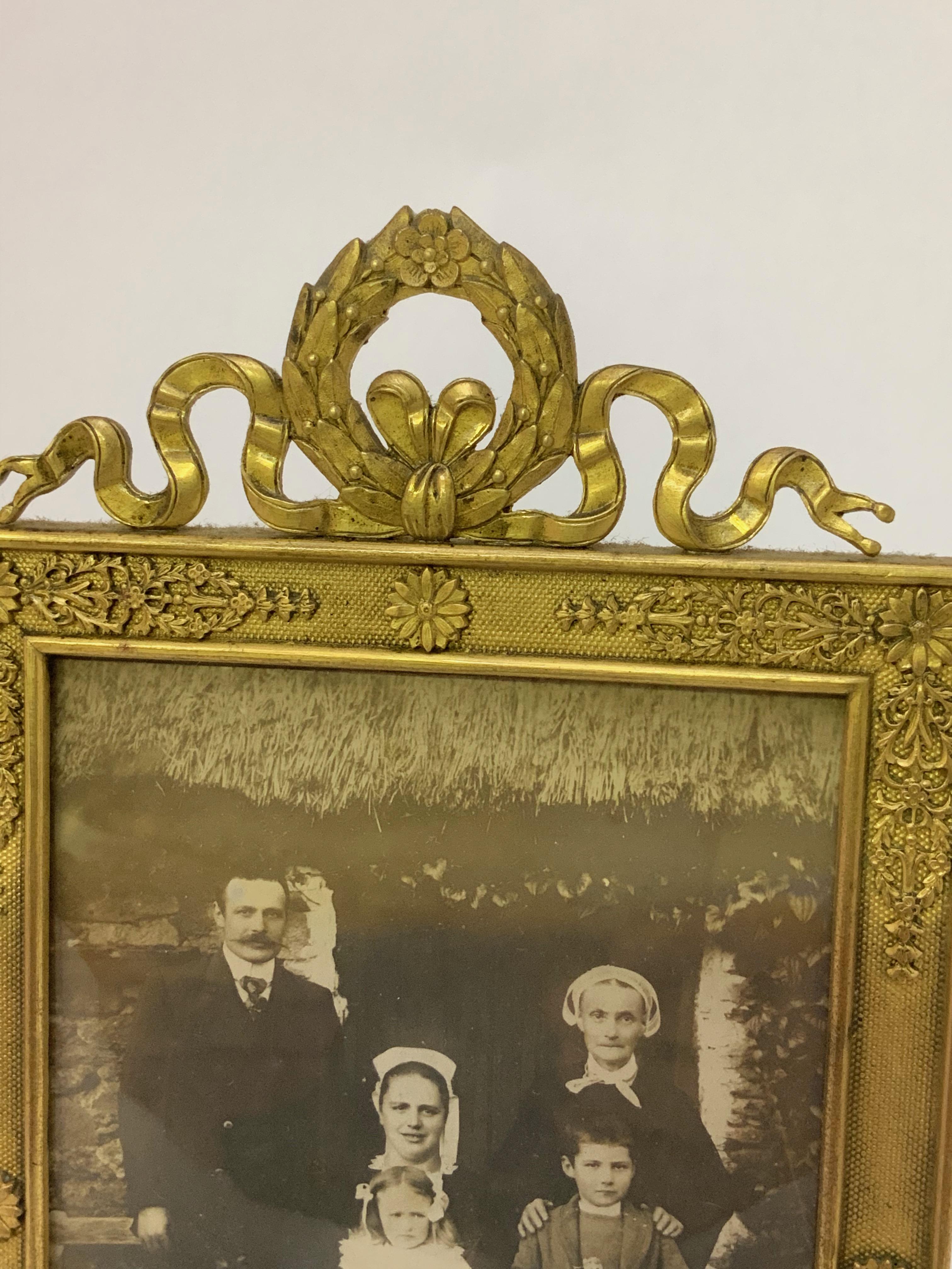 Beaux Arts Victorian Garland and Swag Brass Frame FE For Sale