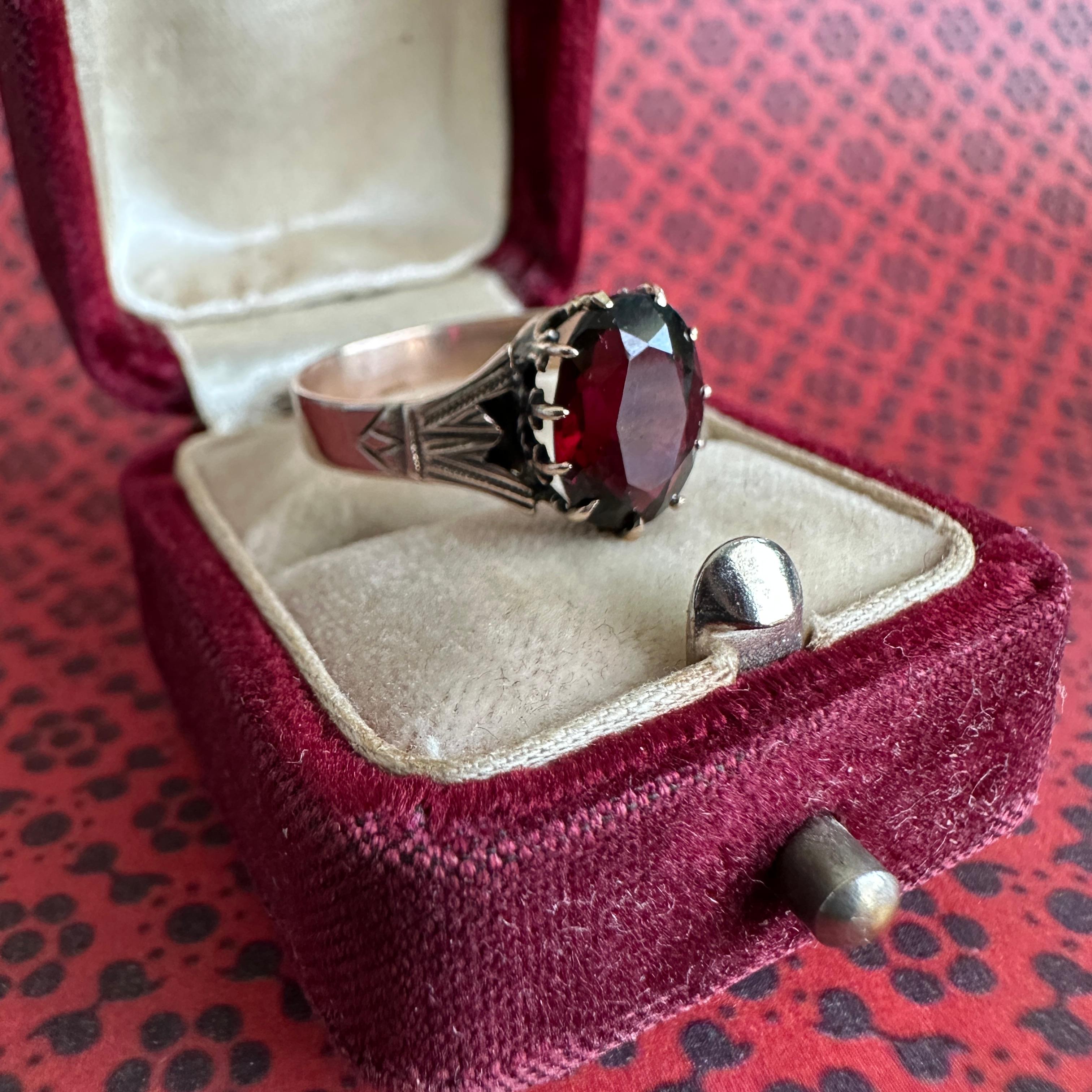 Victorian Garnet 14K Rose Gold Ring For Sale 6