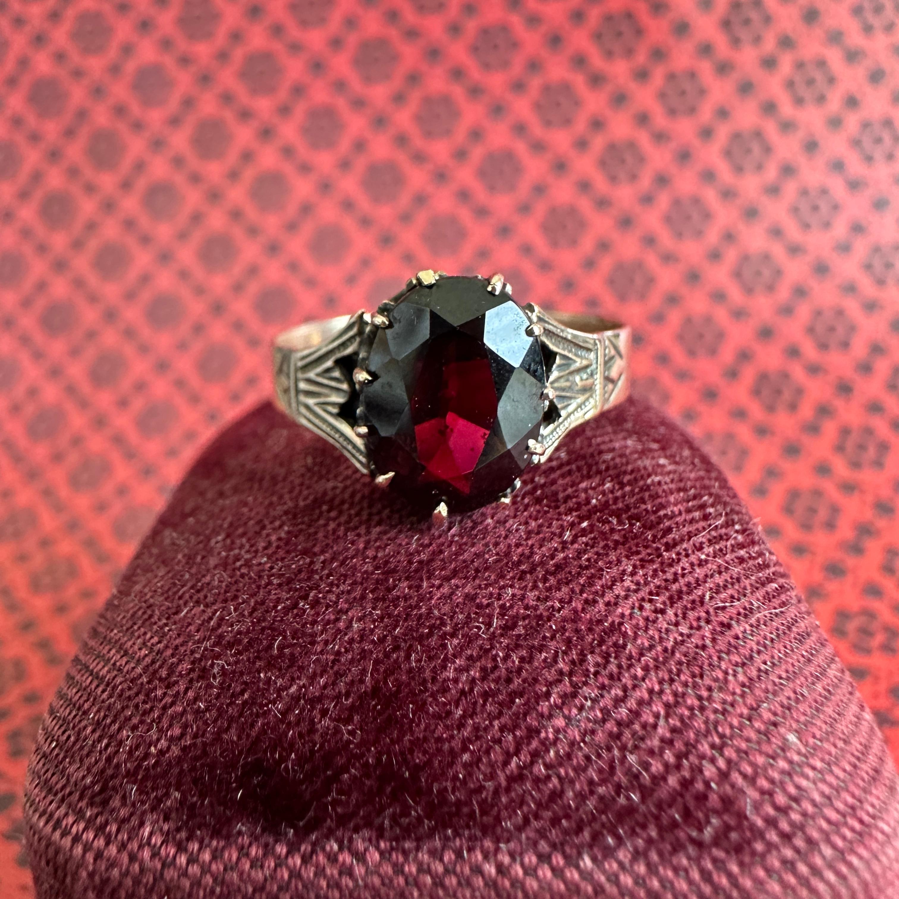 Victorian Garnet 14K Rose Gold Ring For Sale 7