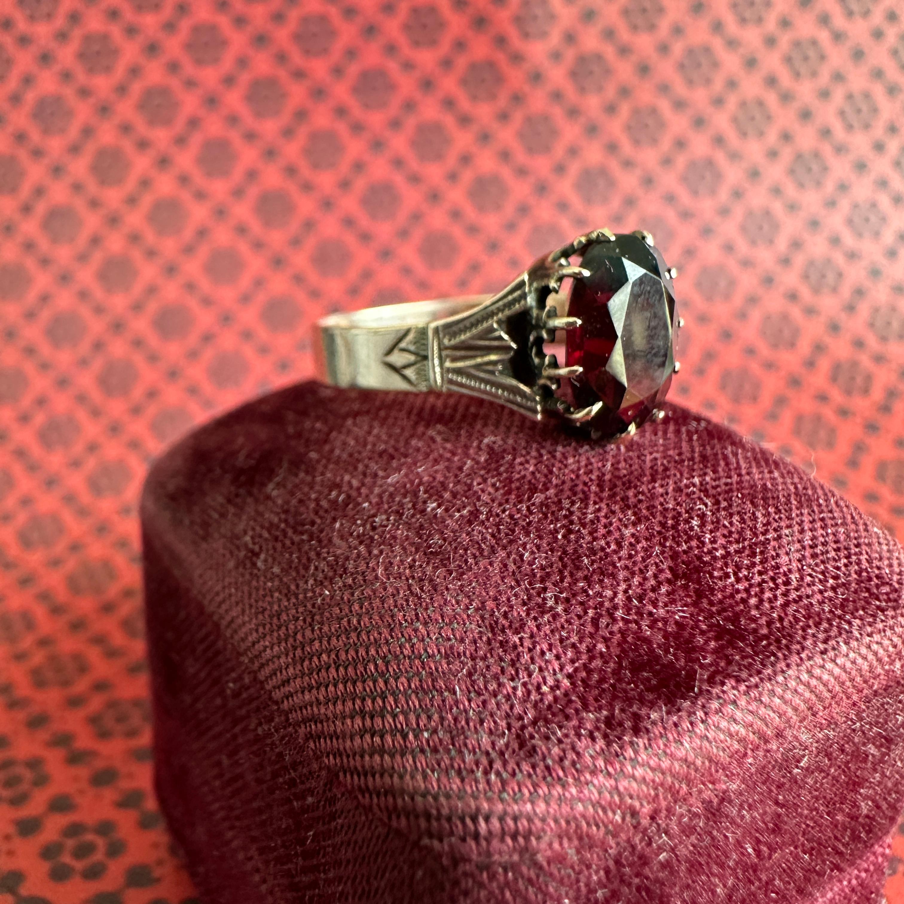 Victorian Garnet 14K Rose Gold Ring For Sale 8