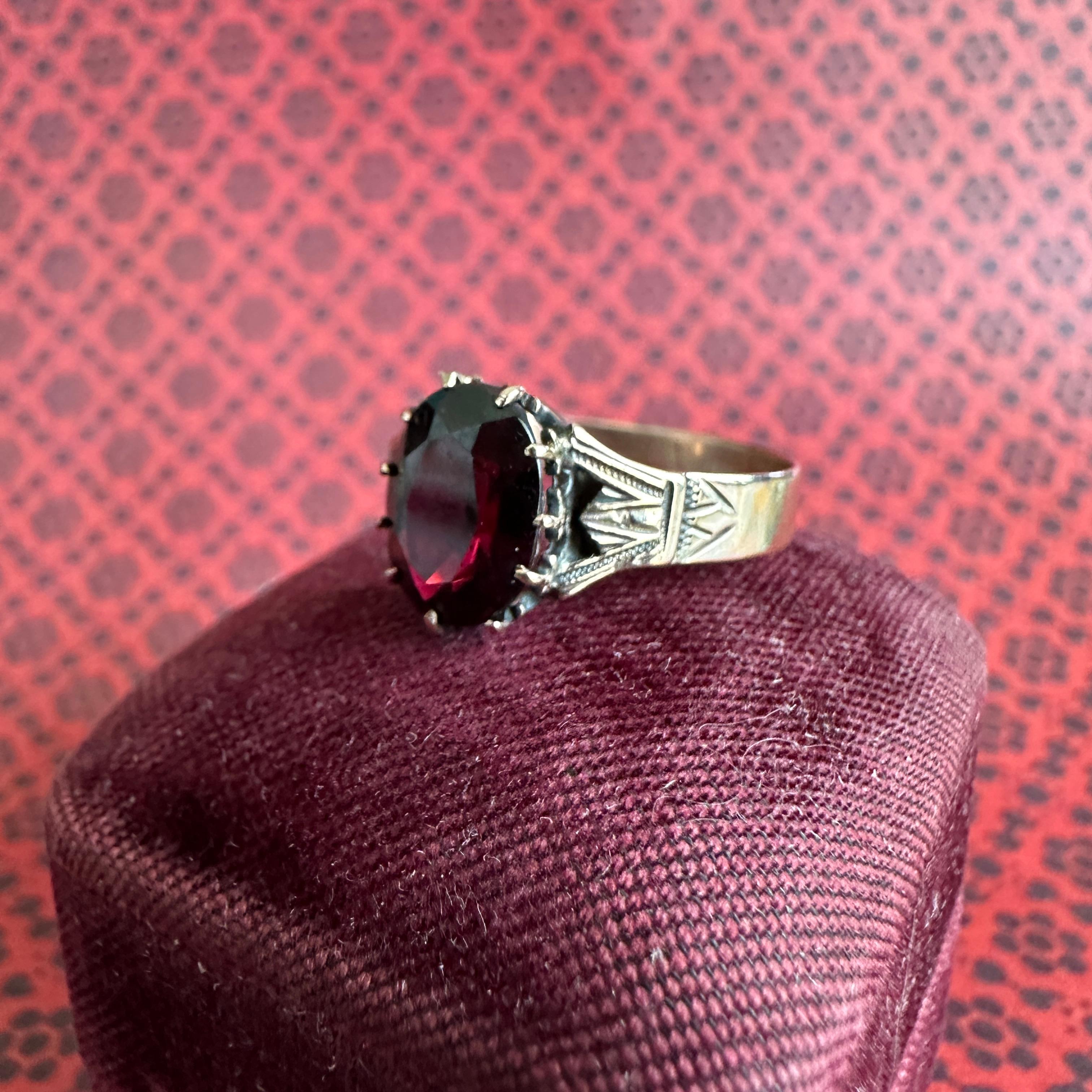 Victorian Garnet 14K Rose Gold Ring For Sale 9