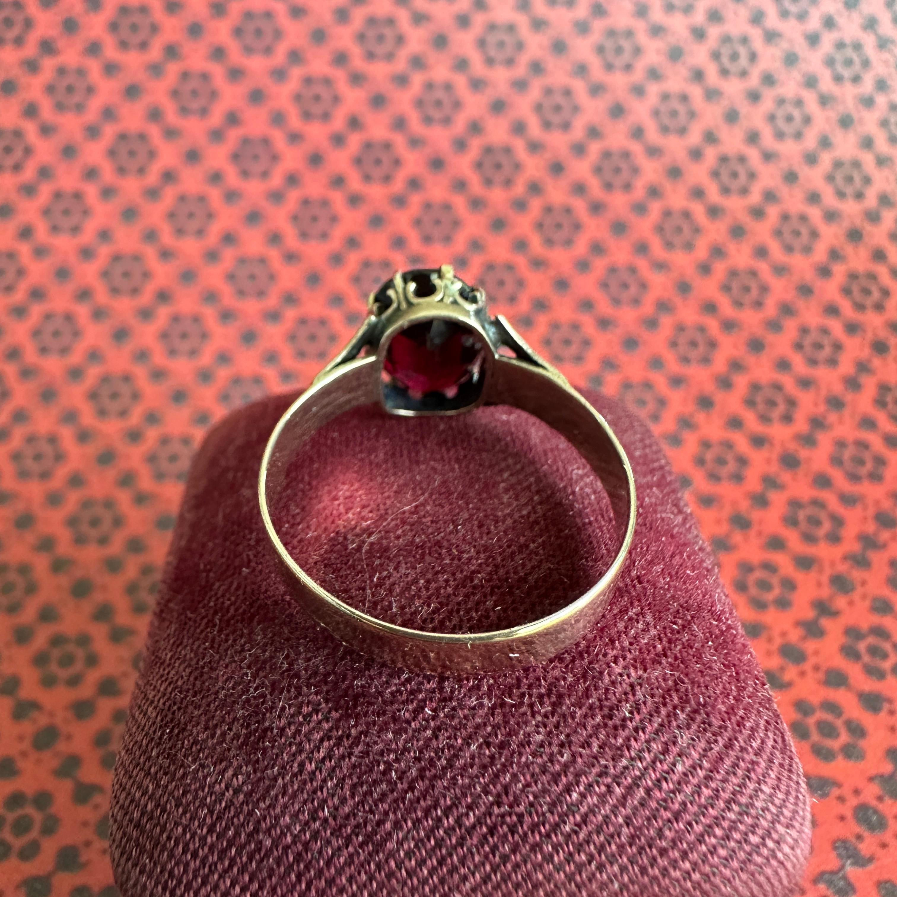 Victorian Garnet 14K Rose Gold Ring For Sale 11