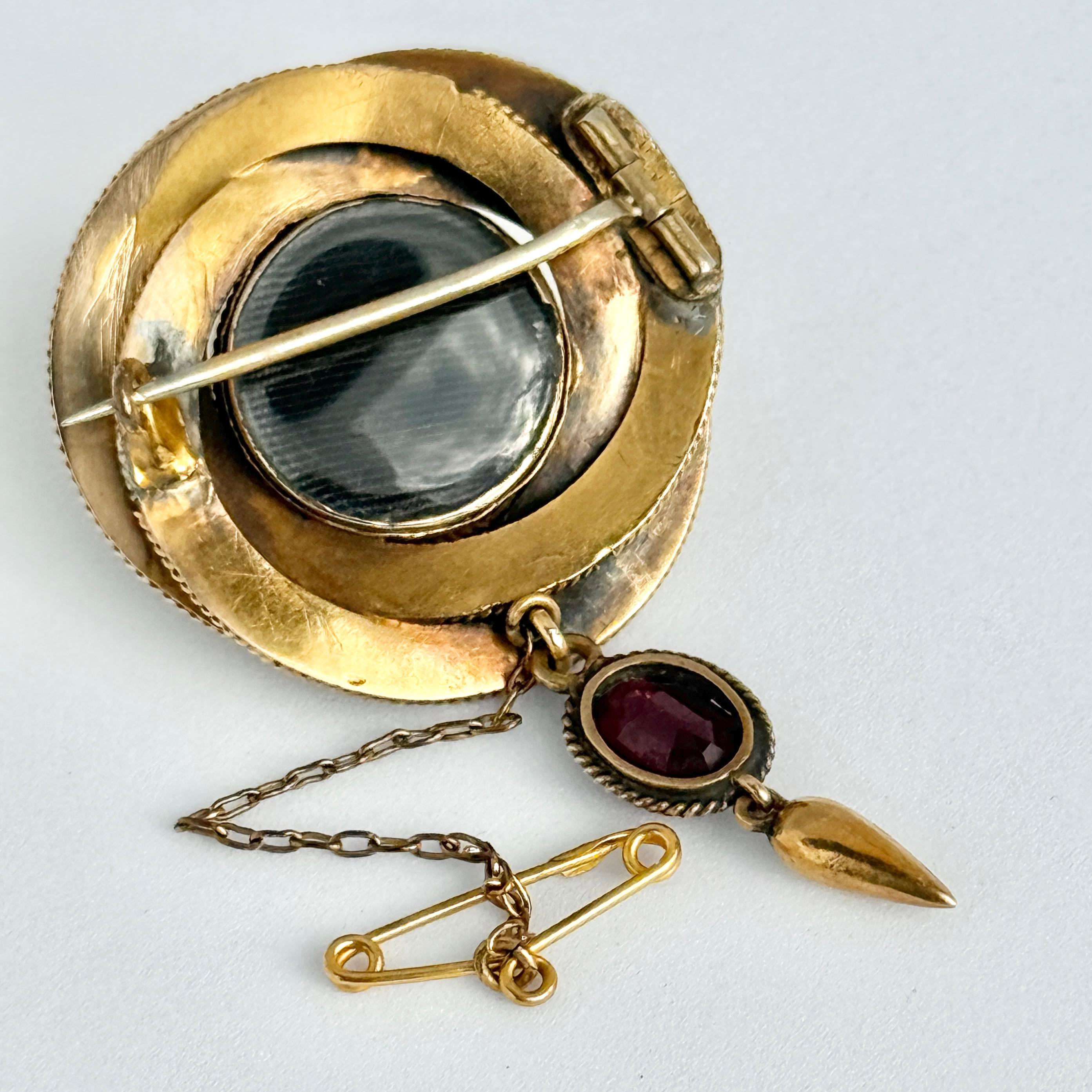 Broche victoriano de granate y oro de 18 quilates Victoriano en venta