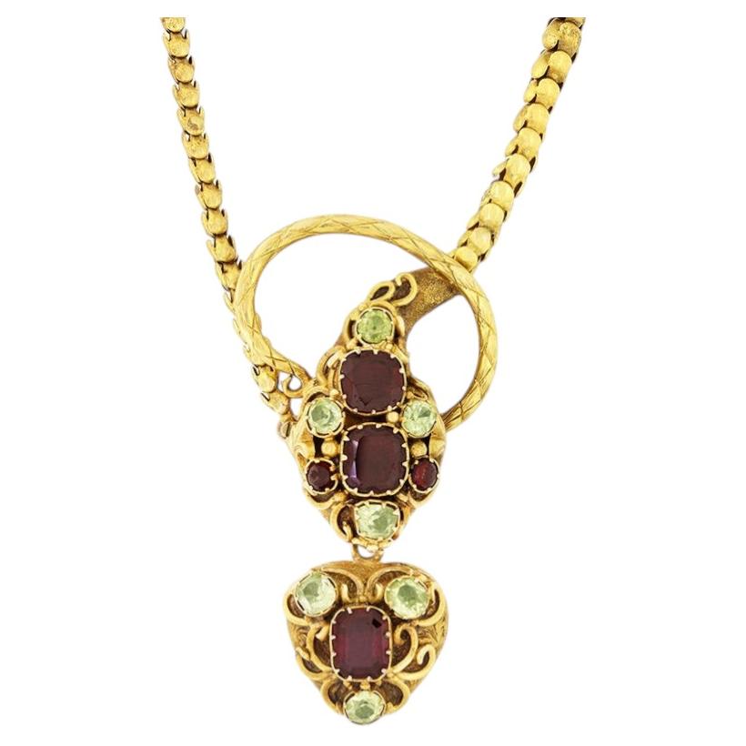 Collana a serpente vittoriana con granato e citrino, 1850 ca.