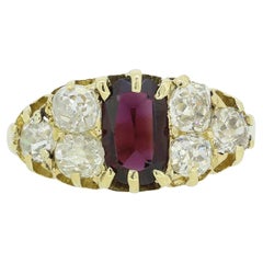 Used Victorian Garnet and Diamond Cluster Ring