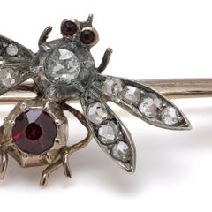 Victorian Garnet and Diamond Insect Brooch