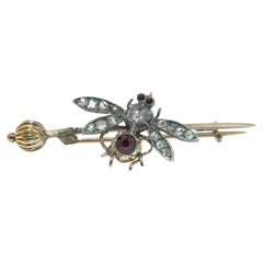 Victorian Garnet and Diamond Insect Brooch