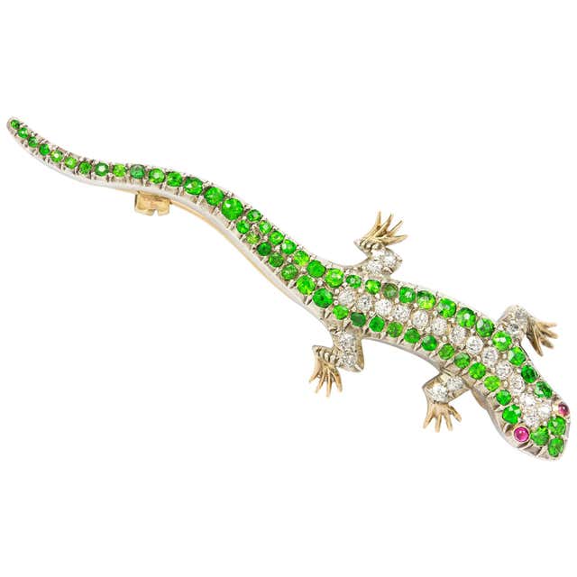 Diamond Lizard Victorian Diamond Set Lizard Brooch For Sale at 1stDibs