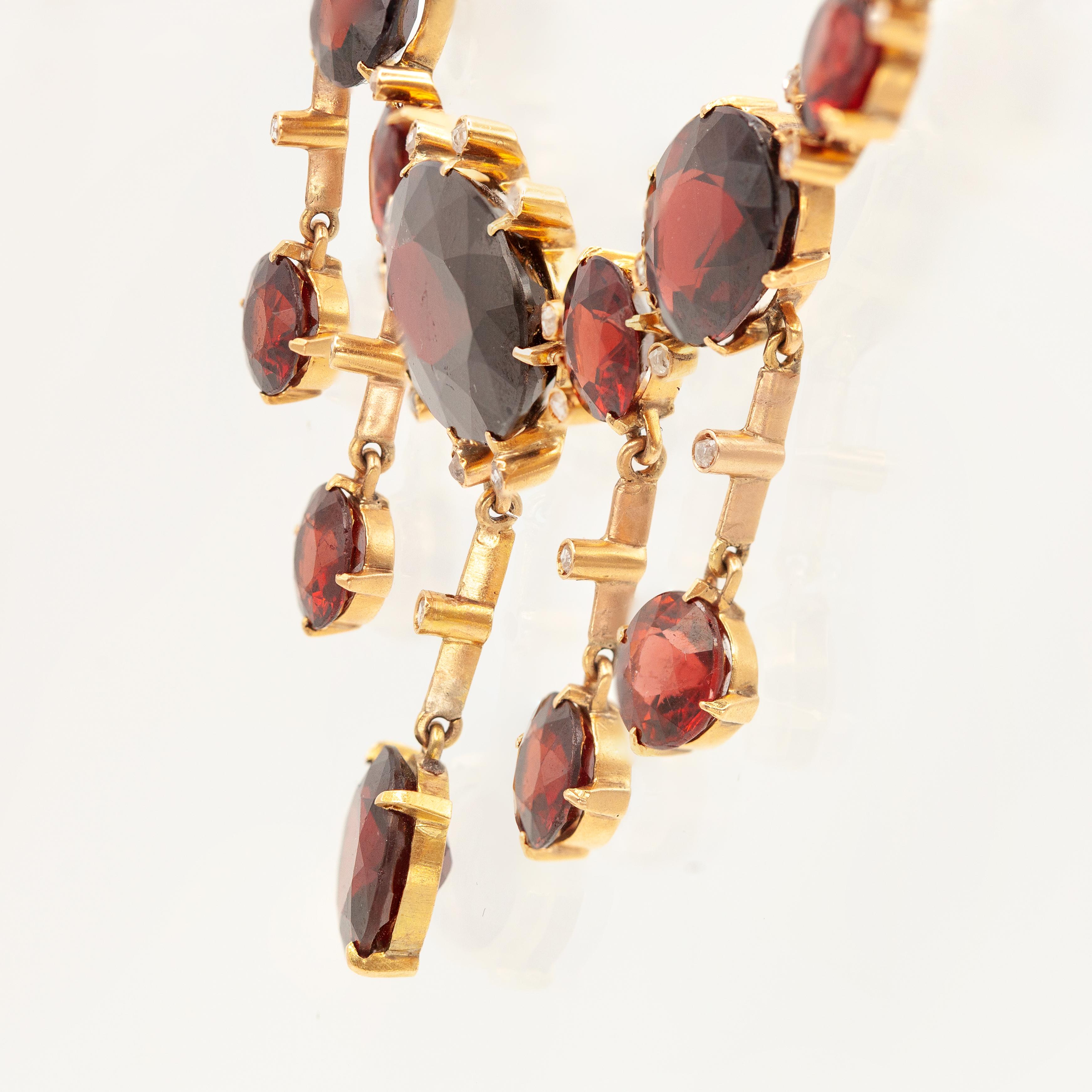 Collana vittoriana con granato e diamanti in oro 14K in vendita 7