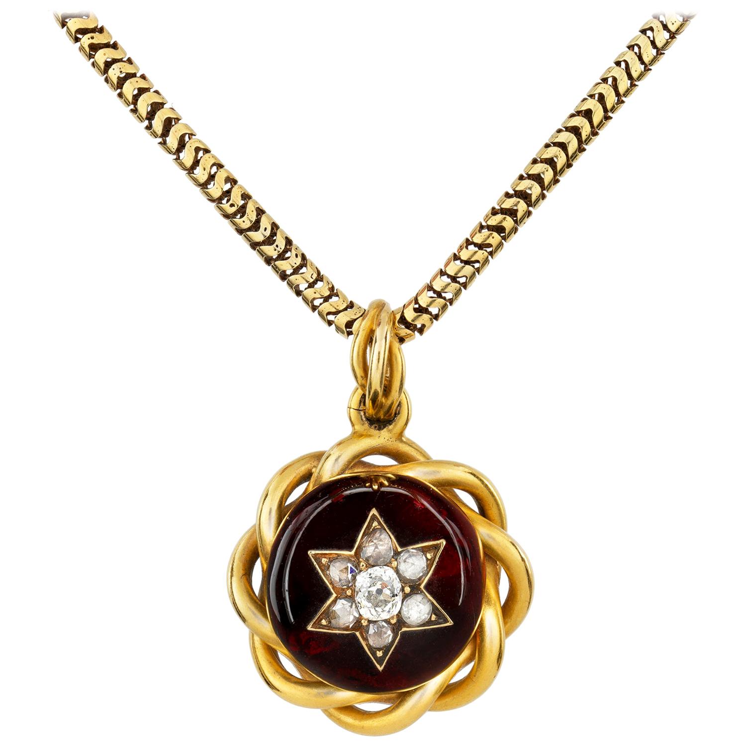 Victorian Garnet and Diamond Pendant