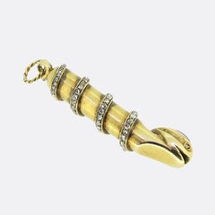 Victorian Garnet and Diamond Snake Whistle Pendant