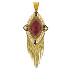 Victorian Garnet and Enamel Foxtail Fringe Pendant