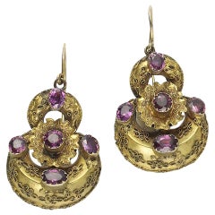 Victorian Garnet and Gold Earrings, circa 1870
