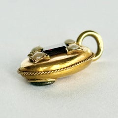 Victorian Garnet and Pearl 18 Carat Gold Pendant