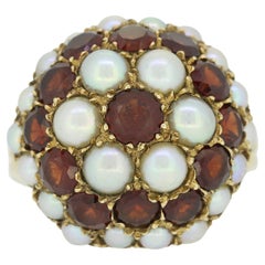 Victorian Garnet and Pearl Cluster Ring