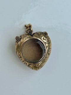 Victorian Garnet and Pearl Padlock / Locket Back Heart Pendant