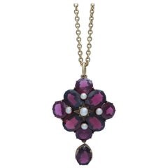 Victorian Garnet and Pearl Pendant