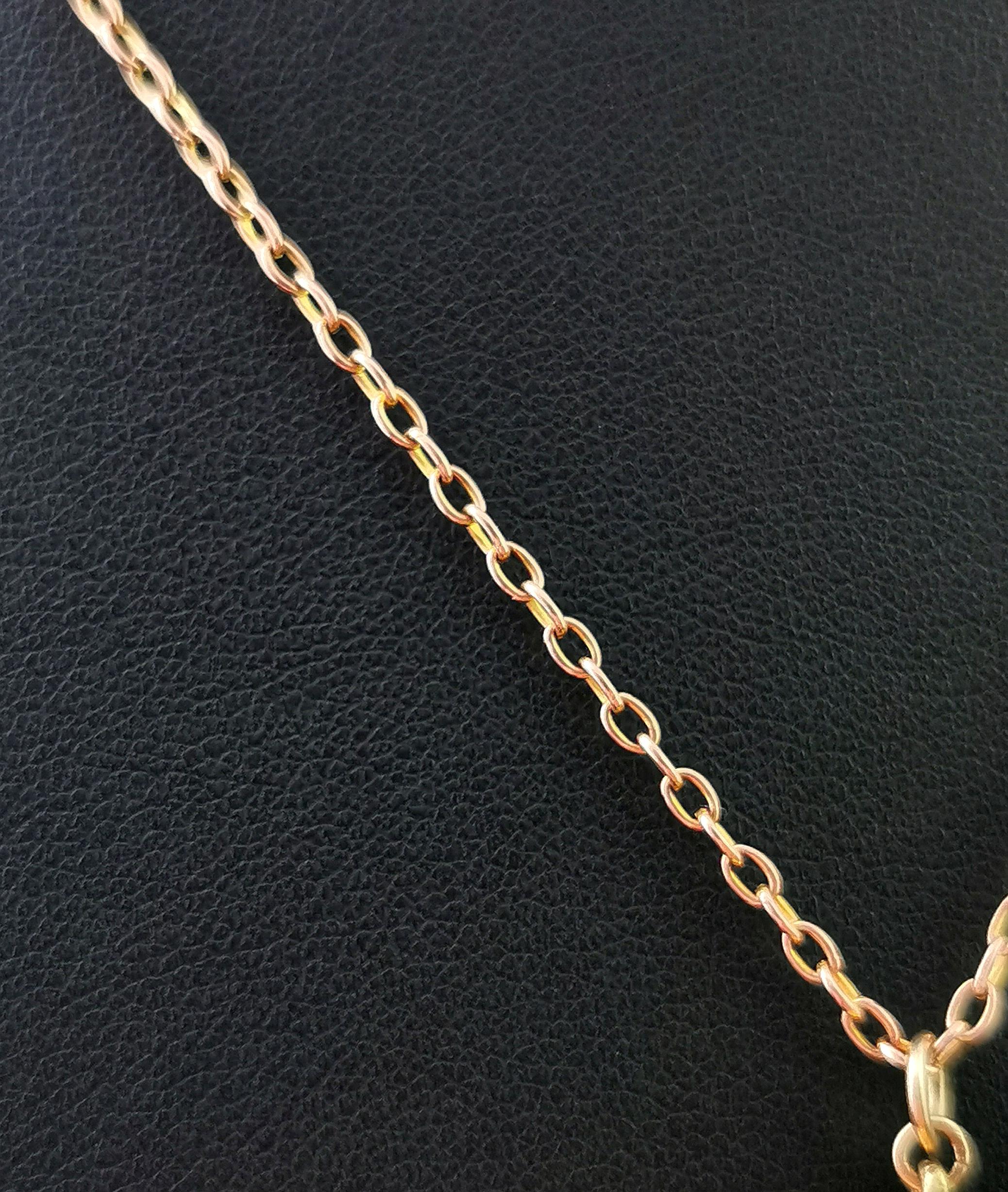 Victorian Garnet and Pearl Tassle Pendant, Necklace, 18 Karat Yellow Gold 7