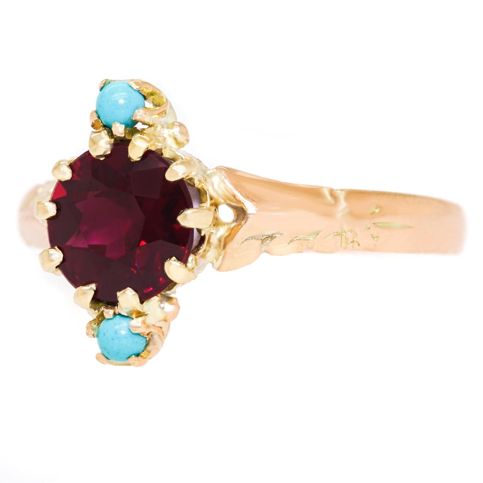 garnet and turquoise ring