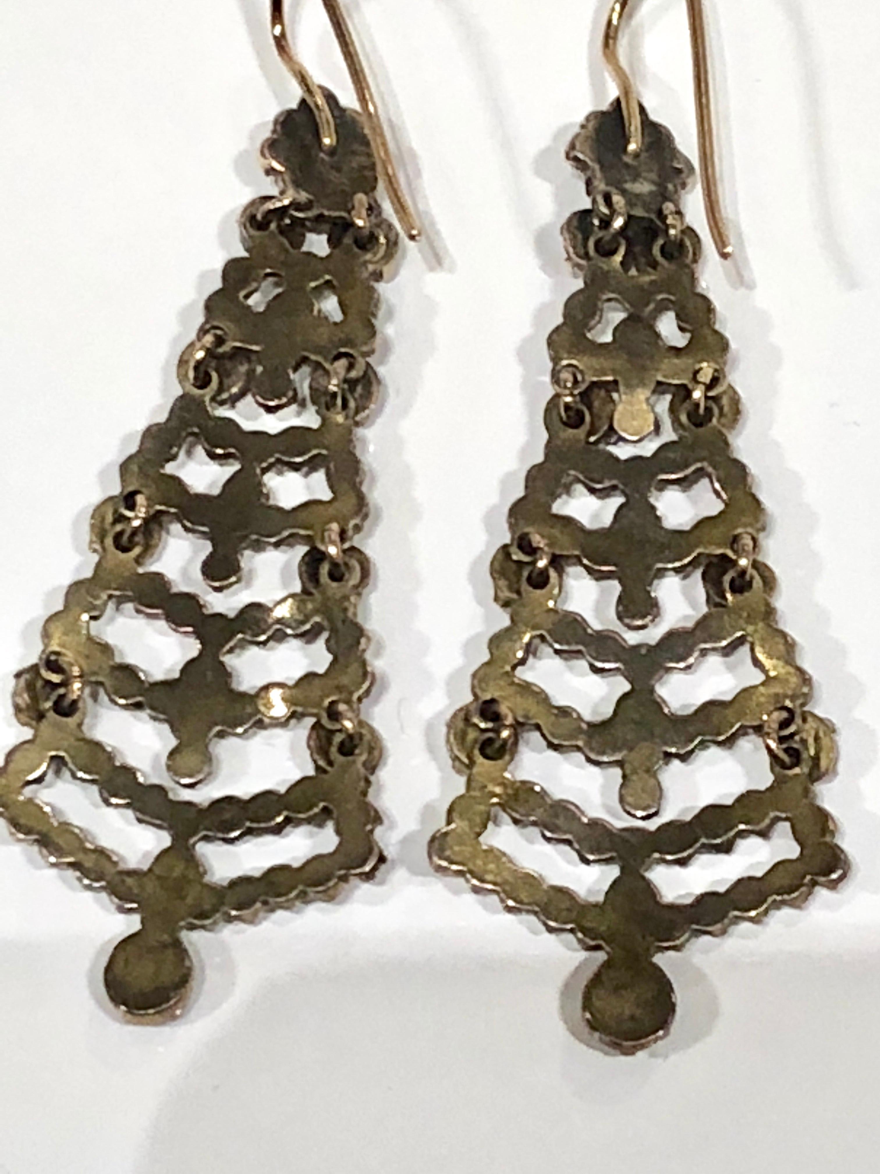 Rose Cut Victorian Garnet Chandelier Earrings