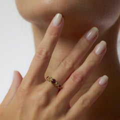 Victorian garnet citrine 9k yellow gold 5 stone ring