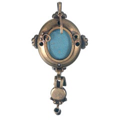 Victorian Garnet Diamond Pin Pendant with Original Box