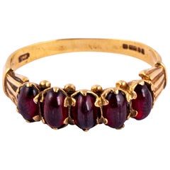 Victorian Garnet Five-Stone and 9 Carat Gold Band