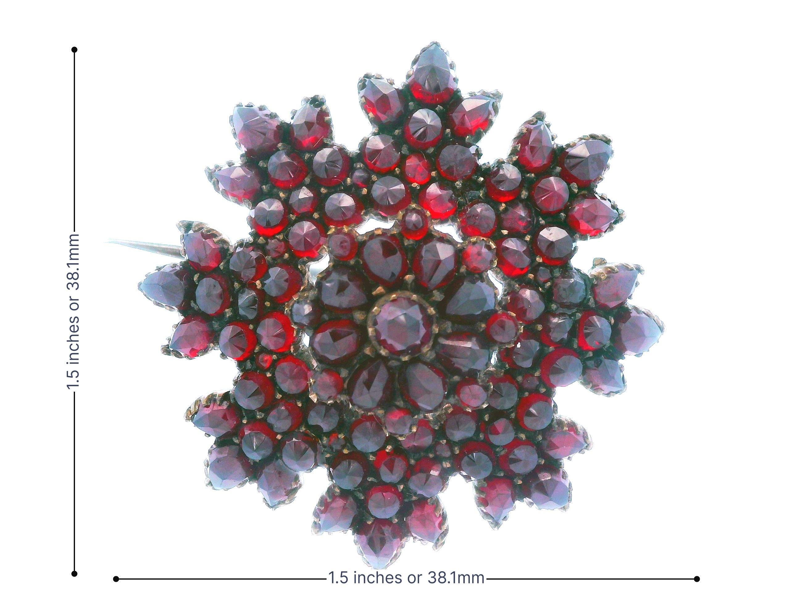 Broche/épingle victorienne à fleur de grenat en vente 2