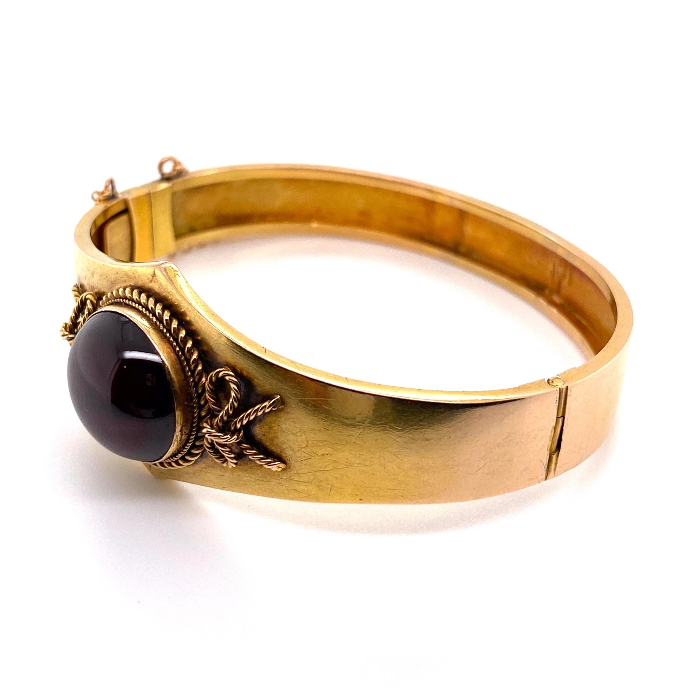 Women's Victorian Garnet Gold Cuff Bangle Bracelet Estate Fine Jewelry
