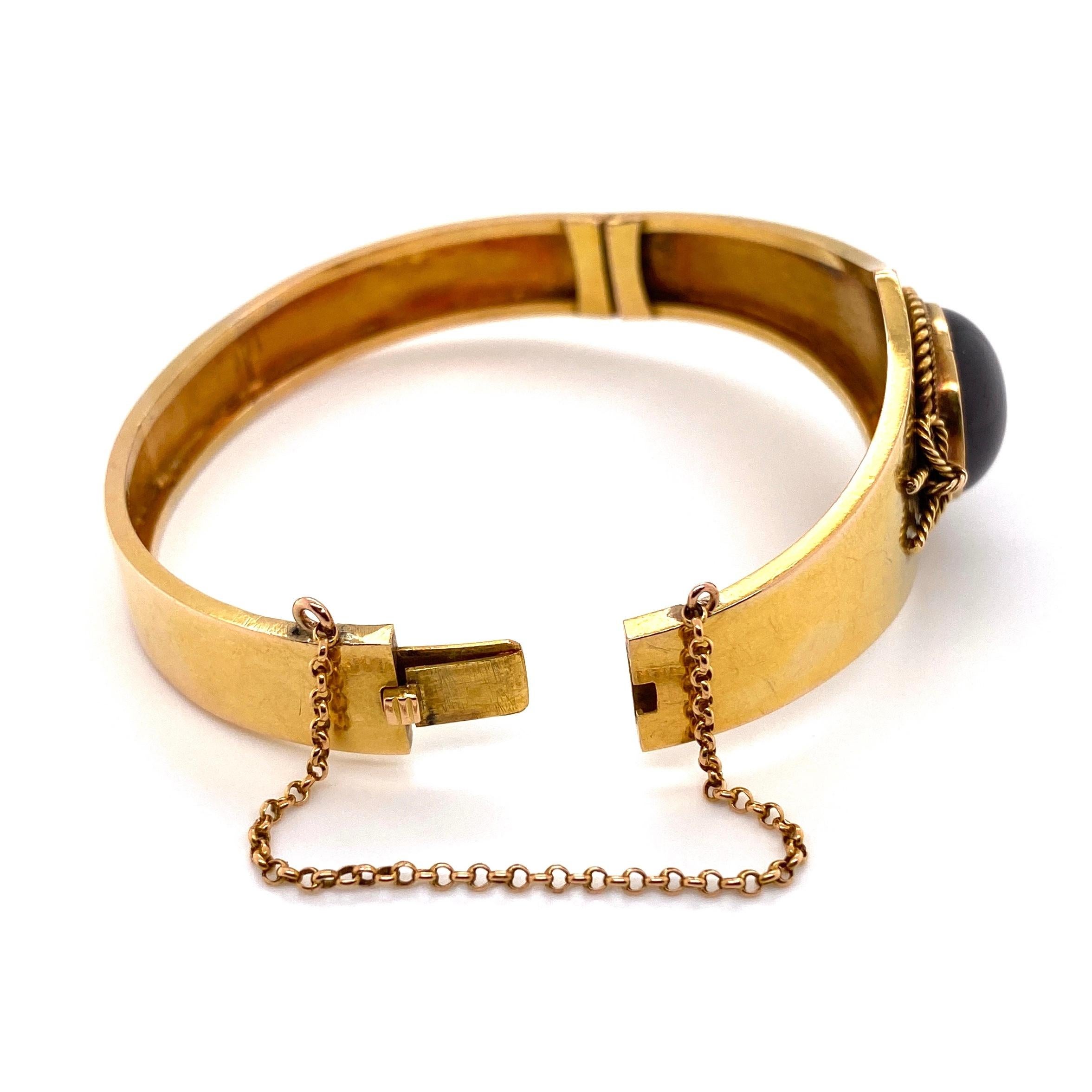 Victorian Garnet Gold Cuff Bangle Bracelet Estate Fine Jewelry 1