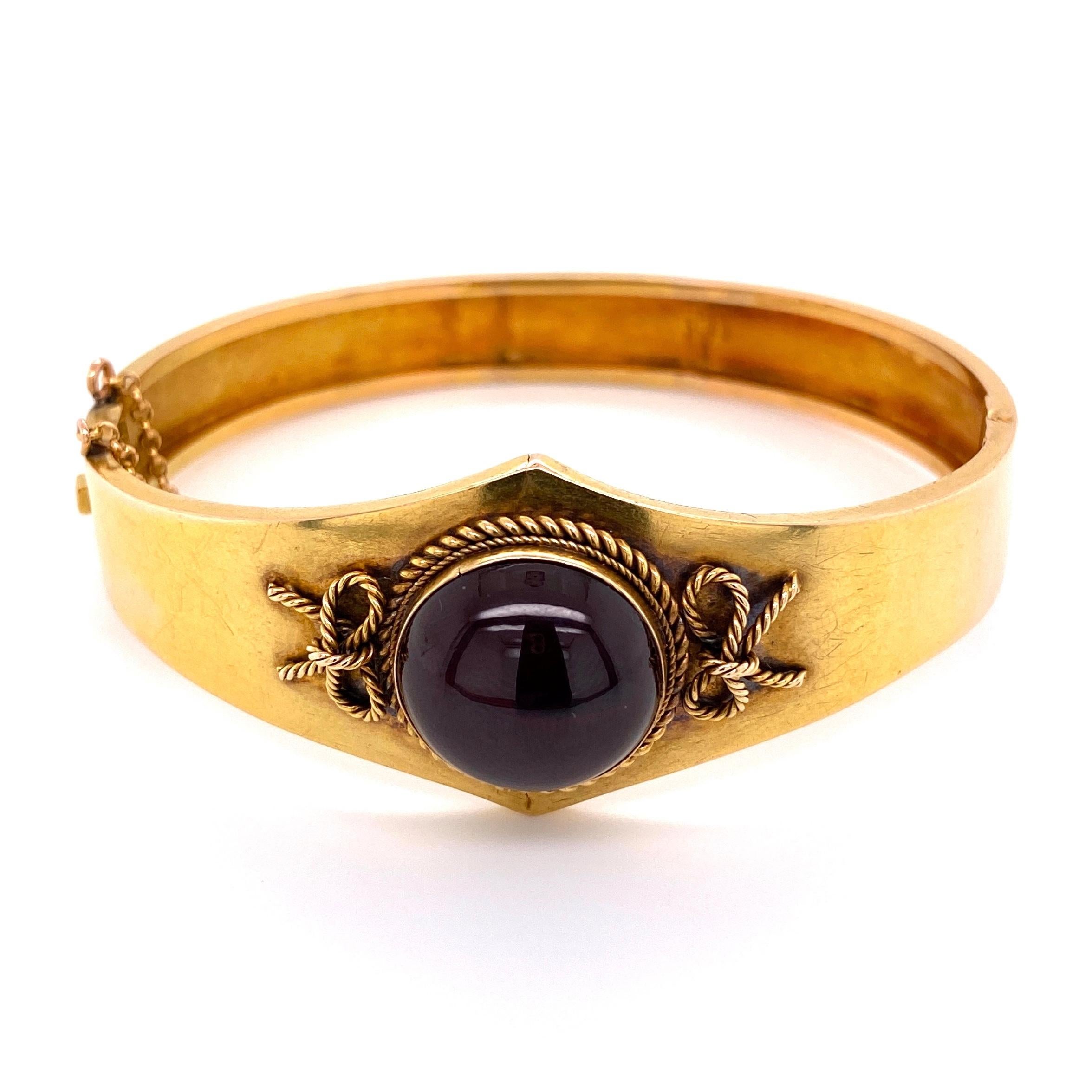 Victorian Garnet Gold Cuff Bangle Bracelet Estate Fine Jewelry 3
