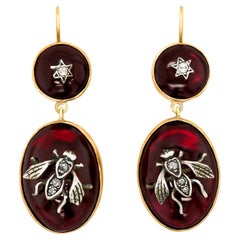 Victorian Garnet Insects and Stars Earrings