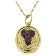 Used Victorian Garnet Locket Necklace