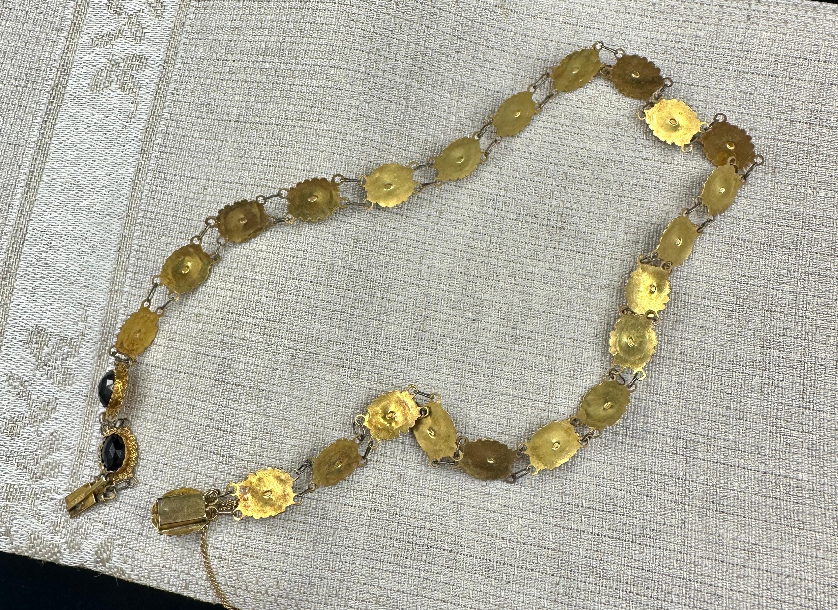 Collana vittoriana di granati in oro 14 carati con link olandese Bootjesketting 'Piccole barche' in vendita 5